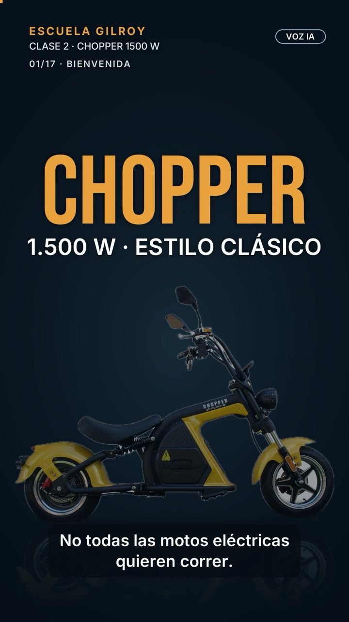 Escuela Gilroy: clase de la moto eléctrica Chopper 1500 W en 3 minutos